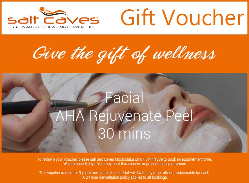 Salt Caves Facial Gift Voucher: AHA Rejuvenate Peel 30 mins